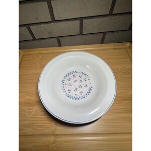 VTG 80s 90s NEWCOR Stoneware Bowl Floral Blue Pink Rimmed Soup Cereal Dessert